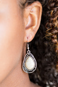 Paparazzi Abstract Anthropology - White Stone - Silver Earrings - $5 Jewelry with Ashley Swint