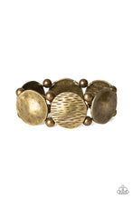 Load image into Gallery viewer, Paparazzi Boldly Basic - Brass - Textured and Hammered Discs - Stretchy Band Bracelet - $5 Jewelry With Ashley Swint