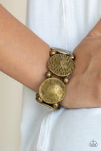 Load image into Gallery viewer, Paparazzi Boldly Basic - Brass - Textured and Hammered Discs - Stretchy Band Bracelet - $5 Jewelry With Ashley Swint