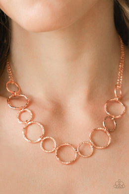Paparazzi Circus Show - Copper - Hammered Shimmery Hoops - Necklace & Earrings - $5 Jewelry with Ashley Swint
