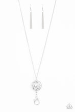 Load image into Gallery viewer, Paparazzi Dauntless Diva - White Gems - Lanyard - Silver Chain Necklace &amp; Earrings - $5 Jewelry With Ashley Swint