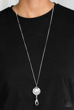 Load image into Gallery viewer, Paparazzi Dauntless Diva - White Gems - Lanyard - Silver Chain Necklace &amp; Earrings - $5 Jewelry With Ashley Swint