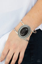 Load image into Gallery viewer, Paparazzi Desert Aura - Black Stone - Silver Cuff Bracelet - $5 Jewelry with Ashley Swint