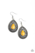 Load image into Gallery viewer, Paparazzi Desert Nirvana - Yellow Stone - Teardrop Antiqued Filigree - Earrings - $5 Jewelry With Ashley Swint