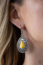 Load image into Gallery viewer, Paparazzi Desert Nirvana - Yellow Stone - Teardrop Antiqued Filigree - Earrings - $5 Jewelry With Ashley Swint