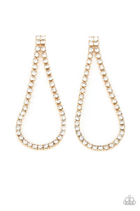 Paparazzi Diamond Drops - Gold - White Rhinestones - Post Earrings - $5 Jewelry with Ashley Swint