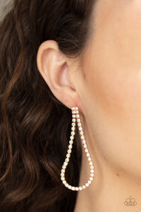 Paparazzi Diamond Drops - Gold - White Rhinestones - Post Earrings - $5 Jewelry with Ashley Swint