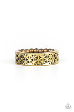 Load image into Gallery viewer, Paparazzi FLOWERBED and Board - Brass - Floral Pattern - Dainty Band Ring - $5 Jewelry With Ashley Swint