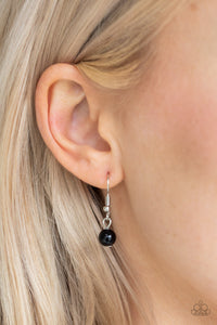 Paparazzi Impressive Edge - BLACK - Hammered Silver Teardrop - Necklace & Earrings - $5 Jewelry with Ashley Swint