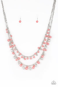 Paparazzi Kindhearted Heart - Orange Coral Beads - "Love" Heart Charms - Silver Necklace & Earrings - $5 Jewelry With Ashley Swint
