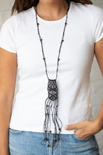 Load image into Gallery viewer, Paparazzi Macrame Majesty - Black - Necklace &amp; Earrings - $5 Jewelry with Ashley Swint
