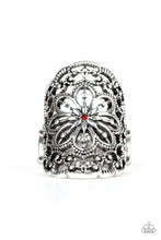 Load image into Gallery viewer, Paparazzi Majestic Mandala - Red Rhinestone - Floral Filigree - Ring - $5 Jewelry With Ashley Swint