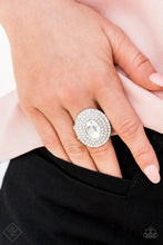 Load image into Gallery viewer, Paparazzi Metro Millionaire - White - Oval Gem / Rhinestones - Silver Ring - Fashion Fix / Trend Blend Exclusive August 2019 - $5 Jewelry with Ashley Swint