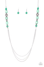 Load image into Gallery viewer, Paparazzi Native New Yorker - Green - Silver Beads Necklace and matching Earrings - $5 Jewelry With Ashley Swint