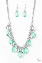 Load image into Gallery viewer, Paparazzi No Tears Left To Cry - Green Teardrops - Silver Necklace &amp; Earrings - $5 Jewelry With Ashley Swint