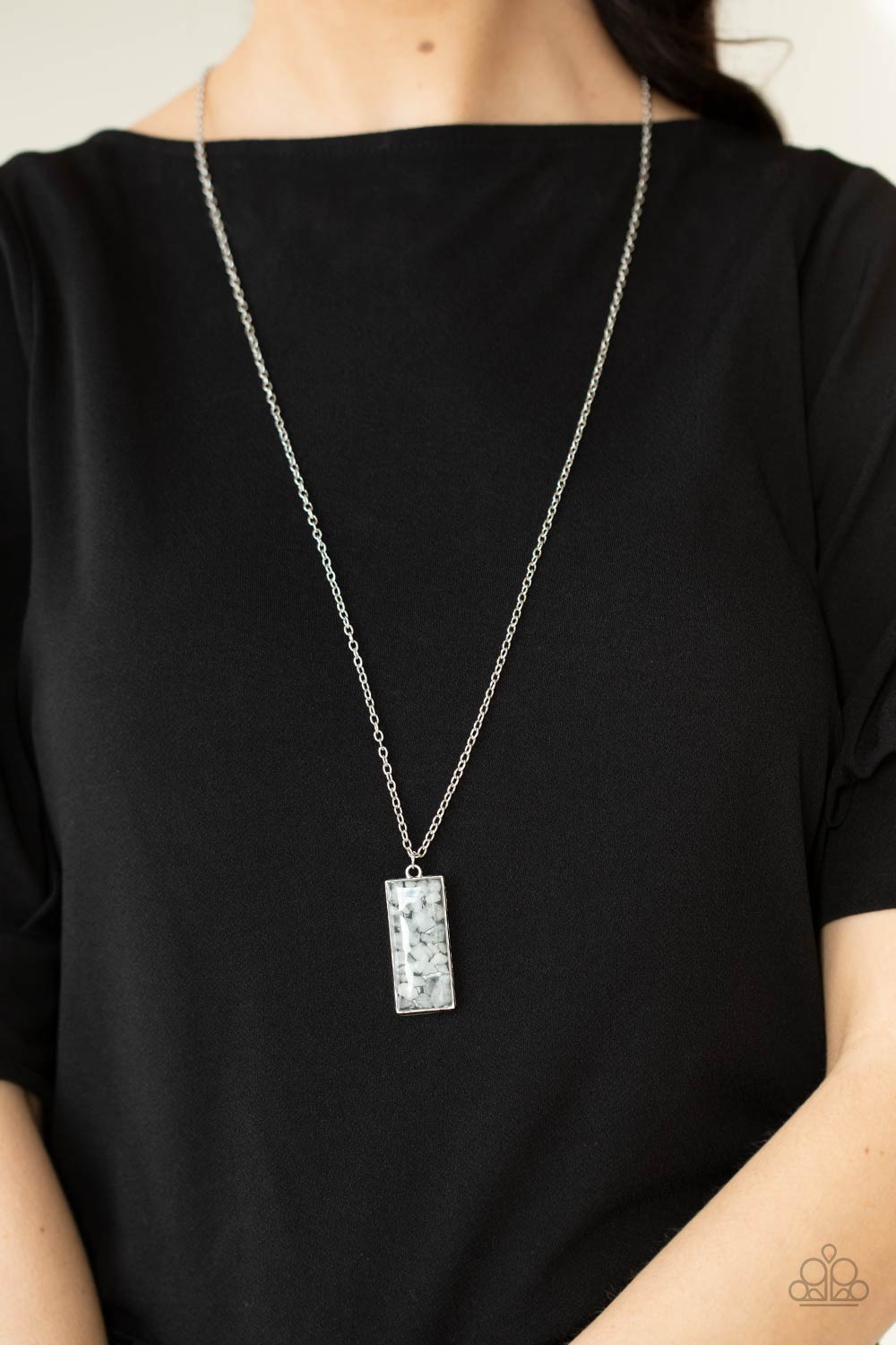 PRE-ORDER - Paparazzi Retro Rock Collection - White - Necklace & Earrings - $5 Jewelry with Ashley Swint