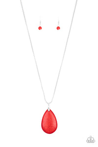 Paparazzi Sedona Sandstone - Red Stone - Teardrop Pendant - Necklace & Earrings - $5 Jewelry with Ashley Swint