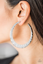 Load image into Gallery viewer, Paparazzi Slayers Gonna Slay - Silver - Hammered Hoop Earrings - $5 Jewelry With Ashley Swint