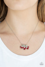 Load image into Gallery viewer, Paparazzi Slide Into Shimmer - Red Rhinestones - Silver Chain Necklace &amp; Earrings - $5 Jewelry With Ashley Swint