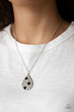 Load image into Gallery viewer, Paparazzi Sparkle All The Way - Green Rhinestones - Teardrop Pendant - Necklace &amp; Earrings - $5 Jewelry With Ashley Swint