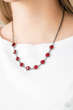 Load image into Gallery viewer, Paparazzi Starlit Socials - Red Rhinestone - Necklace and matching Earrings - $5 Jewelry With Ashley Swint