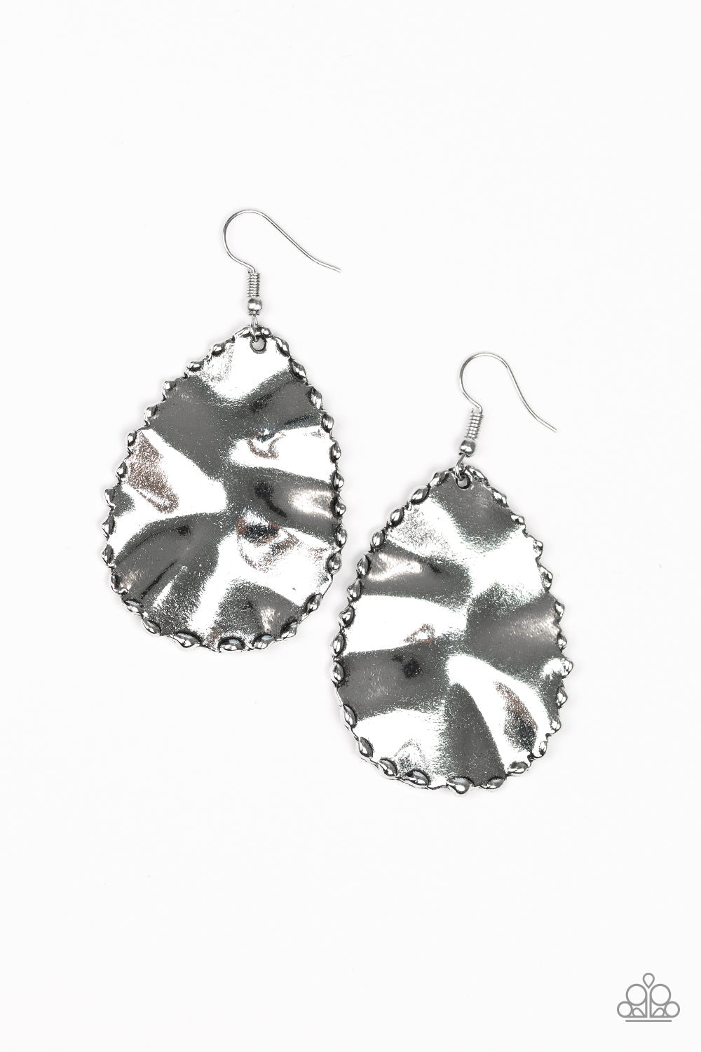 Paparazzi Trail Ware - Silver - Hammered Teardrop Earrings - $5 Jewelry with Ashley Swint