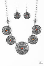 Load image into Gallery viewer, Paparazzi Written In The STAR LILIES - Orange Rhinestones - Sand Dollar - Necklace &amp; Earrings - $5 Jewelry With Ashley Swint