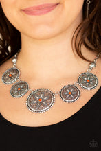 Load image into Gallery viewer, Paparazzi Written In The STAR LILIES - Orange Rhinestones - Sand Dollar - Necklace &amp; Earrings - $5 Jewelry With Ashley Swint