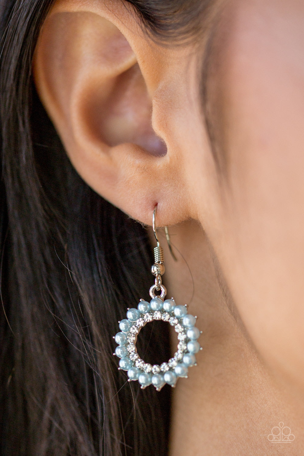 Paparazzi A Proper Lady - Blue Pearls - Silver Earrings - $5 Jewelry With Ashley Swint