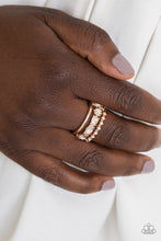 Load image into Gallery viewer, Paparazzi Backstage Sparkle - Rose Gold - White Rhinestones - Ring - $5 Jewelry With Ashley Swint