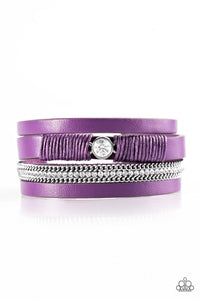 Paparazzi Catwalk Craze - Purple - Silver Chain / White Rhinestones - Bracelet - $5 Jewelry With Ashley Swint