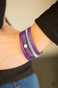 Paparazzi Catwalk Craze - Purple - Silver Chain / White Rhinestones - Bracelet - $5 Jewelry With Ashley Swint