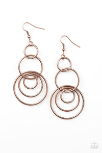 Paparazzi Chic Circles - Copper - Earrings - $5 Jewelry With Ashley Swint