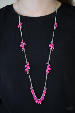 Paparazzi Coral Reefs - Pink - Silver Necklace and matching Earrings - $5 Jewelry With Ashley Swint