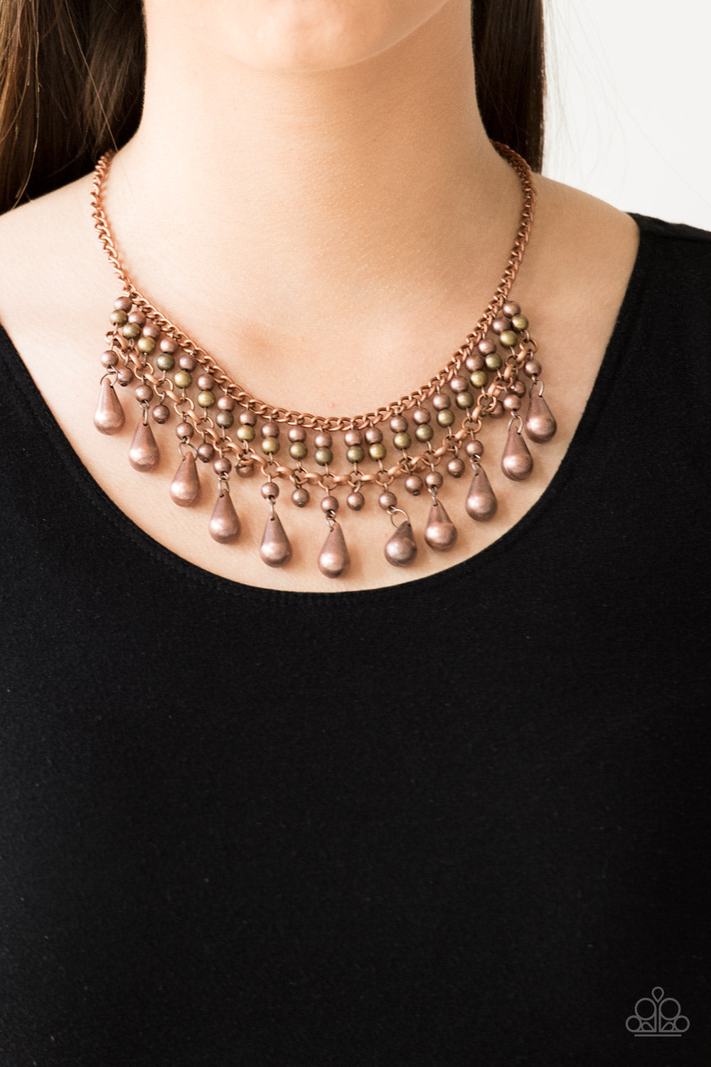 Paparazzi Dont Forget To BOSS! - Copper - Necklace and matching Earrings - $5 Jewelry With Ashley Swint