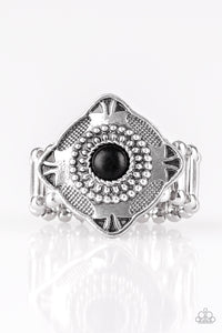 Paparazzi Four Corners Fashion - Black Stone - Silver Ring - $5 Jewelry With Ashley Swint