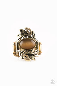 Paparazzi Garden Dew - Brass - Brown Moonstone Ring - $5 Jewelry With Ashley Swint