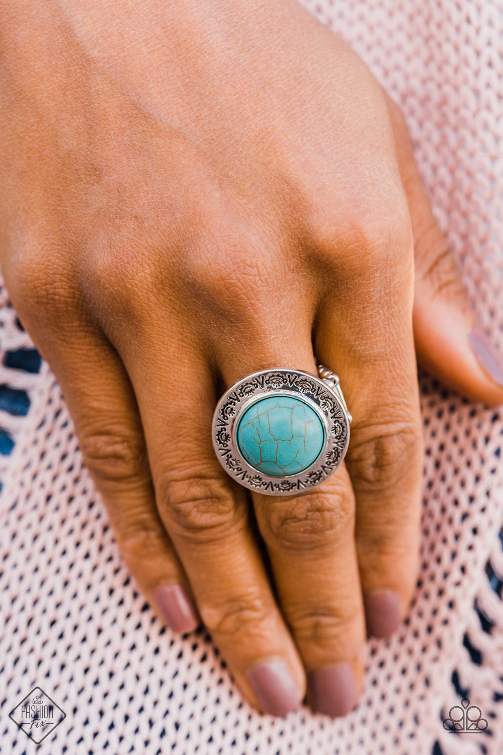 Paparazzi Geo Glyphs - Blue Turquoise - Ring - Fashion Fix / Trend Blend - April 2019 - $5 Jewelry With Ashley Swint