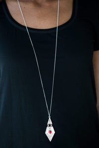 Paparazzi Just A Mirage - Red Stone - Silver Necklace & Earrings - $5 Jewelry With Ashley Swint