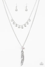 Load image into Gallery viewer, Paparazzi Mojave Musical - Silver Gray Rocks - Silver Feather Pendant - Necklace &amp; Earrings - $5 Jewelry With Ashley Swint