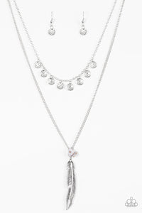 Paparazzi Mojave Musical - Silver Gray Rocks - Silver Feather Pendant - Necklace & Earrings - $5 Jewelry With Ashley Swint
