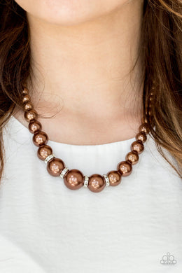 Paparazzi Party Pearls - Brown Pearls - Necklace & Earrings - $5 Jewelry With Ashley Swint