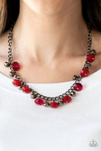 Load image into Gallery viewer, Paparazzi Runway Rebel - Red - Gunmetal Chain Necklace &amp; Earrings - $5 Jewelry With Ashley Swint