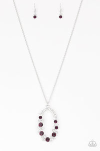 Paparazzi Spotlight Social - Purple Rhinestone - Silver Necklace & Earrings - $5 Jewelry with Ashley Swint