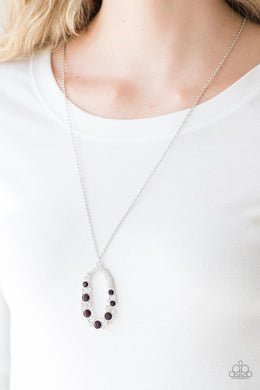 Paparazzi Spotlight Social - Purple Rhinestone - Silver Necklace & Earrings - $5 Jewelry with Ashley Swint