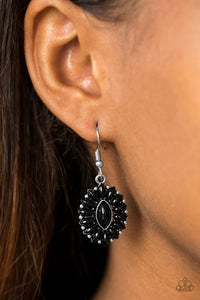 Paparazzi Spring Tea Parties - Black - Marquise Shaped Beads - Silver Earrings - $5 Jewelry With Ashley Swint