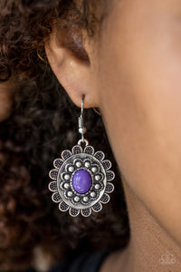 Paparazzi Summer Blooms - Purple Bead - Silver Earrings - $5 Jewelry With Ashley Swint