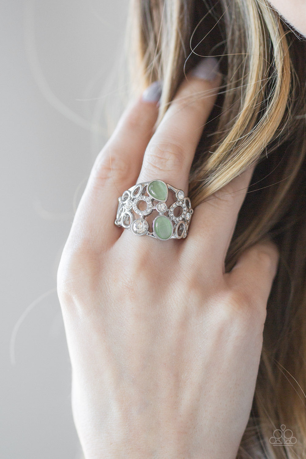 Paparazzi Summer Yacht - Green Moonstone - Silver Ring - $5 Jewelry With Ashley Swint