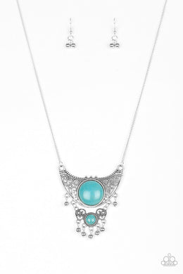 Paparazzi Summit Style - Blue Turquoise Stone - Silver Necklace and matching Earrings - $5 Jewelry With Ashley Swint