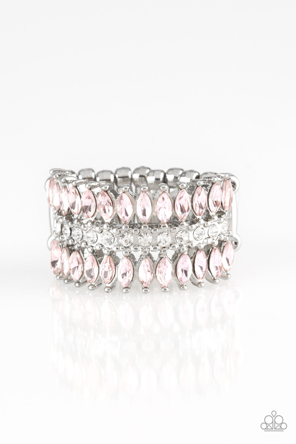 Paparazzi Treasury Fund - Pink Rhinestones  - Silver Ring - $5 Jewelry with Ashley Swint